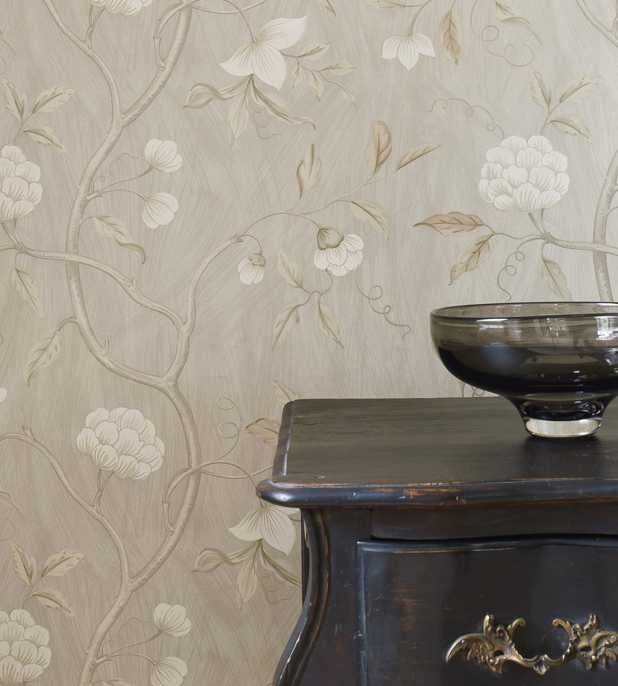 Honeysuckle Garden Wallpaper in Old Blue by Colefax and Fowler